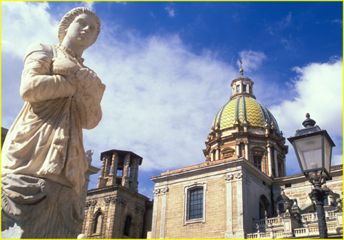 75 Piazza Pretoria with Fontana Pretoria and Santa Caterina church, Palermo, Sicily