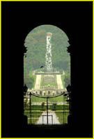 28 Gardens of Palazzo Reale seen through entrance gate, Caserta near Napoli 