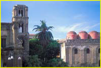 76 La Martorana (right) and San Cataldo churches, Palermo, Sicily