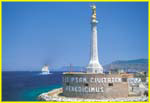 40a Entrance to Messina harbor with statue of Madonnina Port Protectress, Sicily