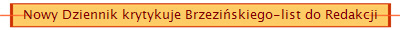 Nowy Dziennik krytykuje Brzezińskiego-list do Redakcji